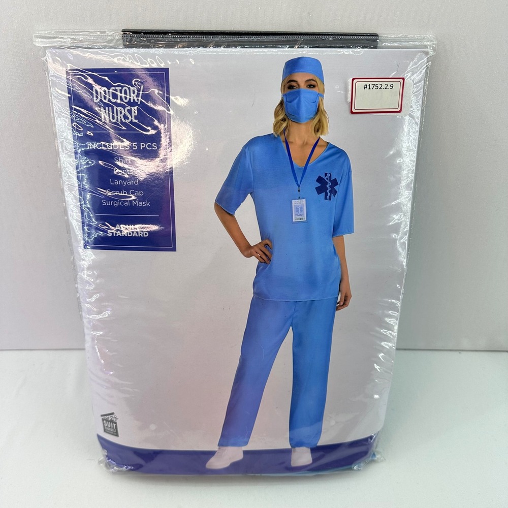 Doctor Nurse Costume Adult Standard Size Up to 12 - 5 Piece Set